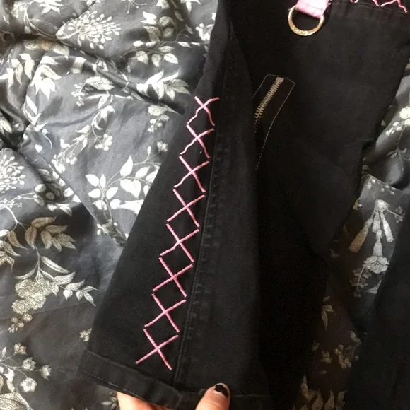 *SOLD* VINTAGE TRIPP NYC PINK CONTRAST STITCH CORSET FLARE JEANS - Picture 2 of 9